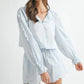 MABLE Long Sleeve Scallop Blouse and Shorts Set Outfit Sets