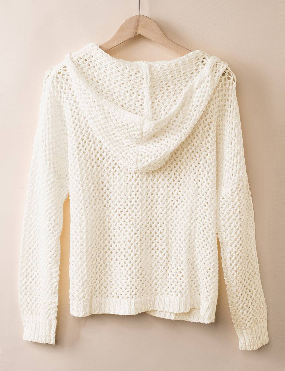 Openwork Lace-Up Hooded Sweater | Daverri Fashions