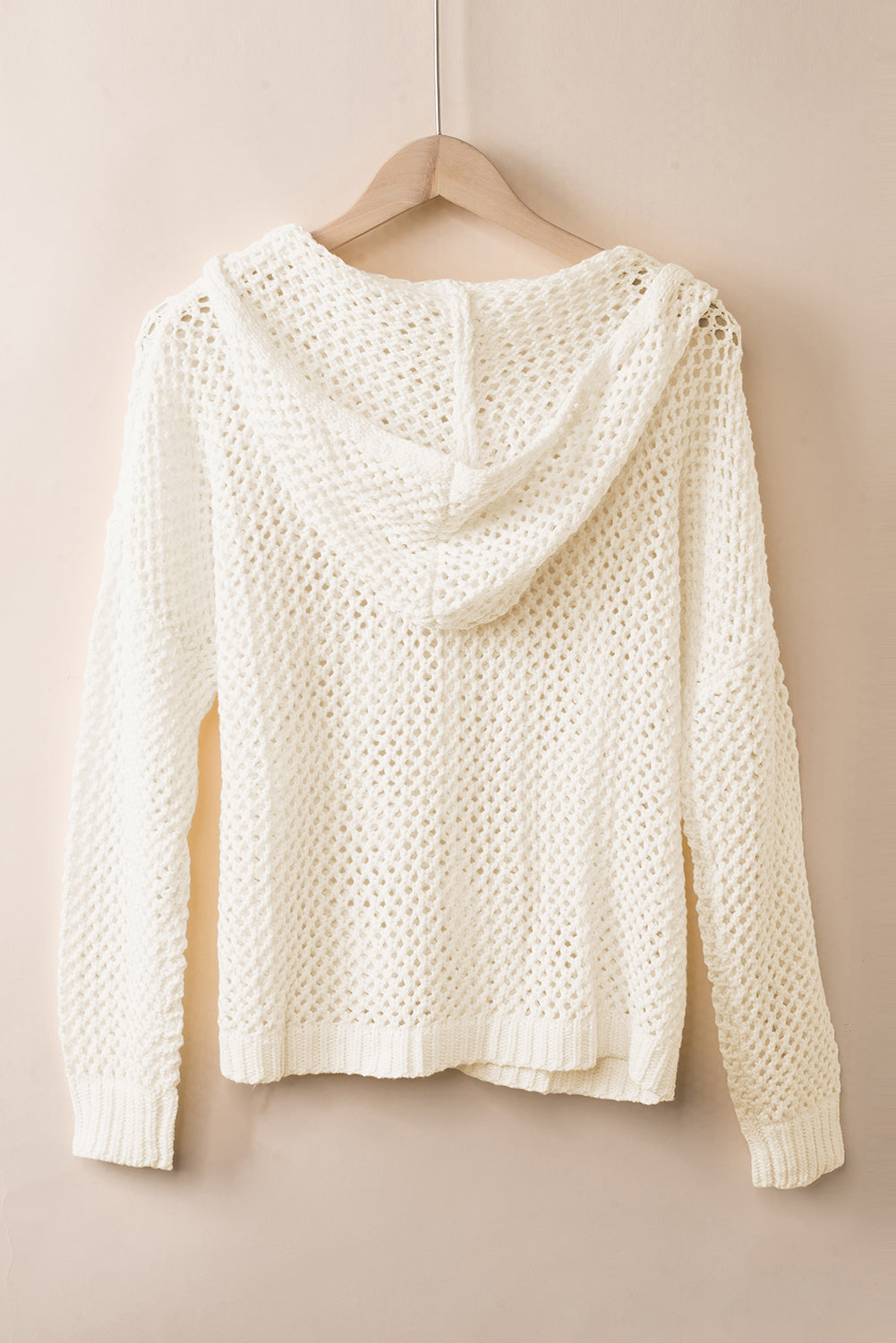 Openwork Lace-Up Hooded Sweater | Daverri Fashions