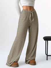 Striped Wide Leg Drawstring Pants | Loungewear Pants Daverri Fashions