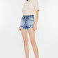 Kancan High Rise Frayed Hem Denim Shorts Denim Shorts