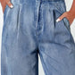 Daverri Fashions high-waisted wide-leg denim jeans in medium blue wash