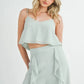 MABLE Crop Cami and Ruffled Wide Leg Pants Set Outfit Sets