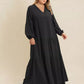 Plus Size Bohemian Tiered Maxi Dress with Balloon Sleeves - DAVERRI FASHIONS