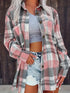 Pocketed Plaid Collared Neck Shacket - DAVERRI FASHIONS