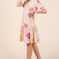BOMBOM Floral Round Neck Short Sleeve Tiered Dress