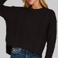 Zenana Cropped High Low Cable Sweater with Side Slits - DAVERRI FASHIONS