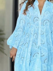 Full Size Eyelet Ruffled Hem Tiered Dress Plus Size | Mini Dresses Daverri Fashions