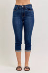 Dark blue Judy Blue high waist capri jeans with rolled cuffs