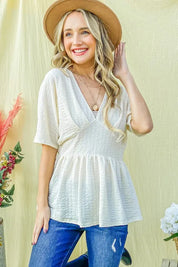 And The Why Textured and Soft V Neck Casual Top | Tops Daverri Fashions