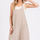 Mittoshop Scoop Neck Spaghetti Strap Overalls with Pockets Oatmeal S