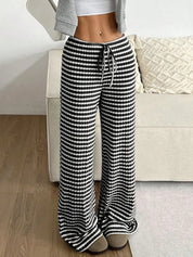 Striped Wide Leg Drawstring Pants | Loungewear Pants Daverri Fashions