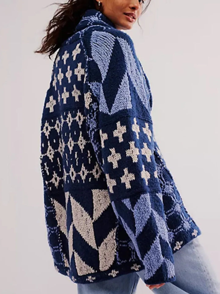 Collared Neck Long Sleeve Cardigan | Cardigans Daverri Fashions