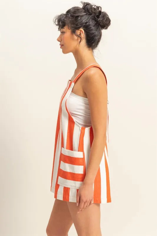 HYFVE Striped Sleeveless Overall Romper Shortalls