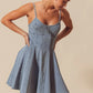 SO ME light blue A-line fit and flare denim mini dress