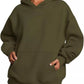 Olive green oversized kangaroo pocket long sleeve hoodie with drawstring hood