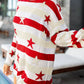 Daverri Stars and Stripes sweater dress with red white cream stripes stars