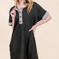 Casual Contrast Trim Henley Dress