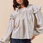 SO ME Floral Cotton Print Ruffled Long Sleeve Blouse - DAVERRI FASHIONS