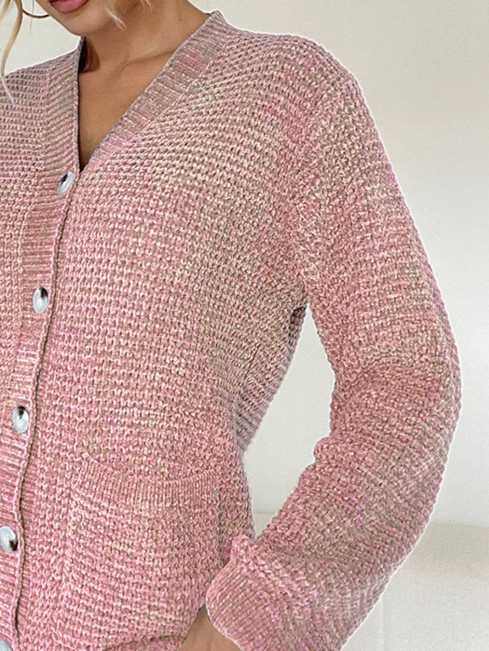 Pocketed V-Neck Button Up Cardigan | Cardigans Daverri Fashions
