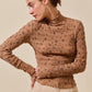 SO ME Floral Print Textured Long Sleeve Knit Top - DAVERRI FASHIONS