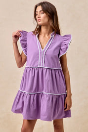 BiBi Gameday Theme Contrast Binding Ruffled Dress | Mini Dresses Daverri Fashions
