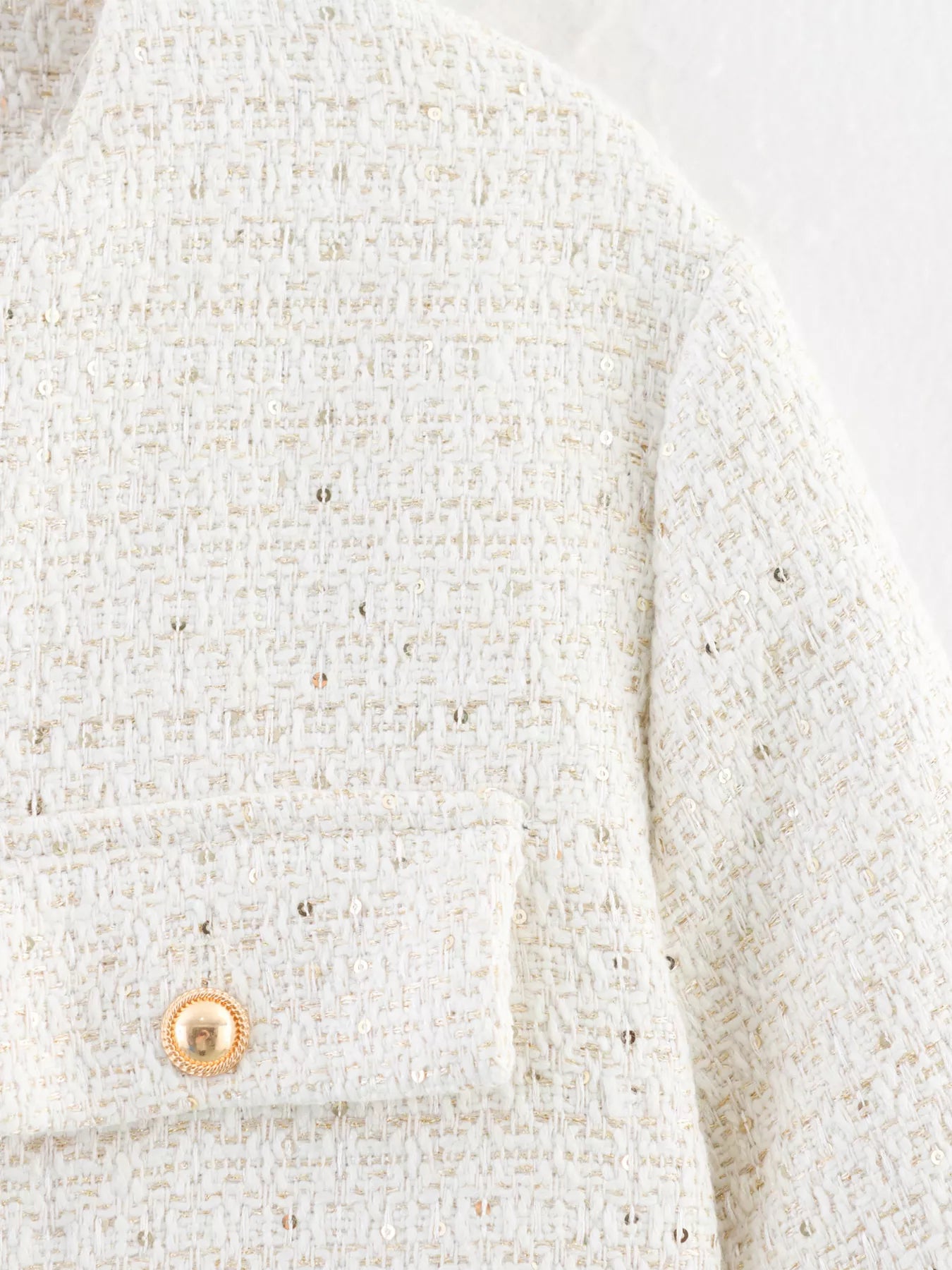 Tweed Button Up Cropped Jacket | Jackets Daverri Fashions