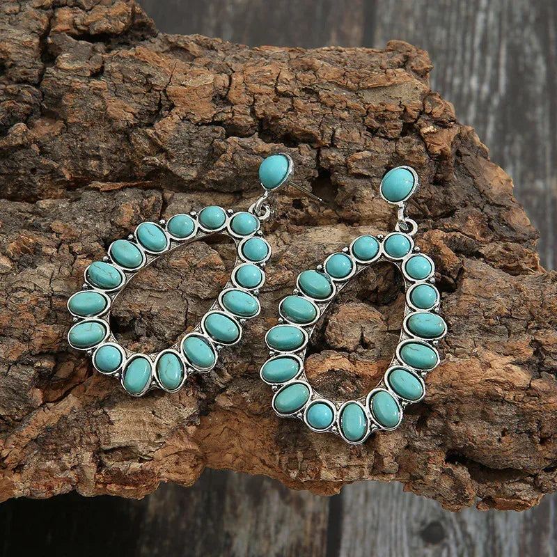 Artificial Turquoise Earrings - DAVERRI FASHIONS