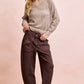 BiBi Washed Terry Pants with Pockets Vintage Mocha - DAVERRI FASHIONS
