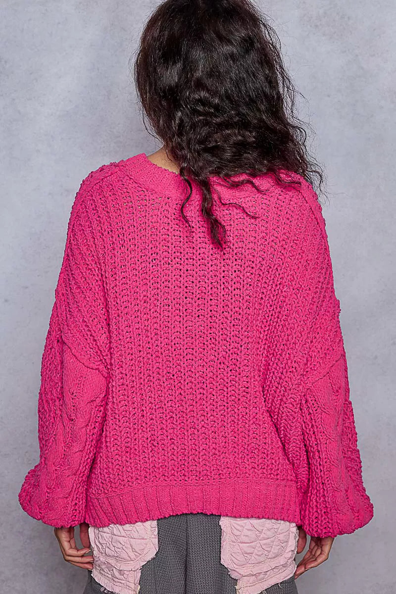 POL Cable-Knit Solid V-Neck Cropped Sweater | Sweaters Daverri Fashions