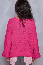POL Cable-Knit Solid V-Neck Cropped Sweater | Sweaters Daverri Fashions