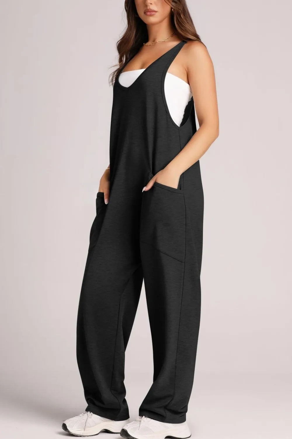 Lovelet Wide Strap Jumpsuit with Pockets | Overalls Daverri Fashions