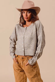 SO ME Two Tone Leopard Vintage Print Button Up Cardigan | Cardigans Daverri Fashions