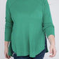 Plus Melange Baby Waffle Long Sleeve Top K GREEN Plus Tops