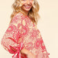 Haptics Ribbon Bow Detail Floral Round Neck Blouse Blouses
