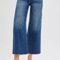 RISEN Full Size Mid Rise Crop Wide Raw Cut Hem Jeans Plus Size - DAVERRI FASHIONS