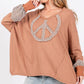 SAGE + FIG Peace Sign Mineral Wash Terry Top - DAVERRI FASHIONS