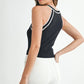 MABLE Contrast Trim Grecian Neck Cropped Tank