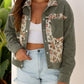 Floral Snap Down Corduroy Jacket - DAVERRI FASHIONS
