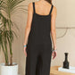 ADORA Black Textured Wide-Leg Jumpsuit