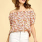 Lime 'N' Chili Floral Print Short Sleeve Off-The-Shoulder Blouse - DAVERRI FASHIONS