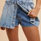 Annie Wear Button Detail Stretch Denim Wrap Mini Skort