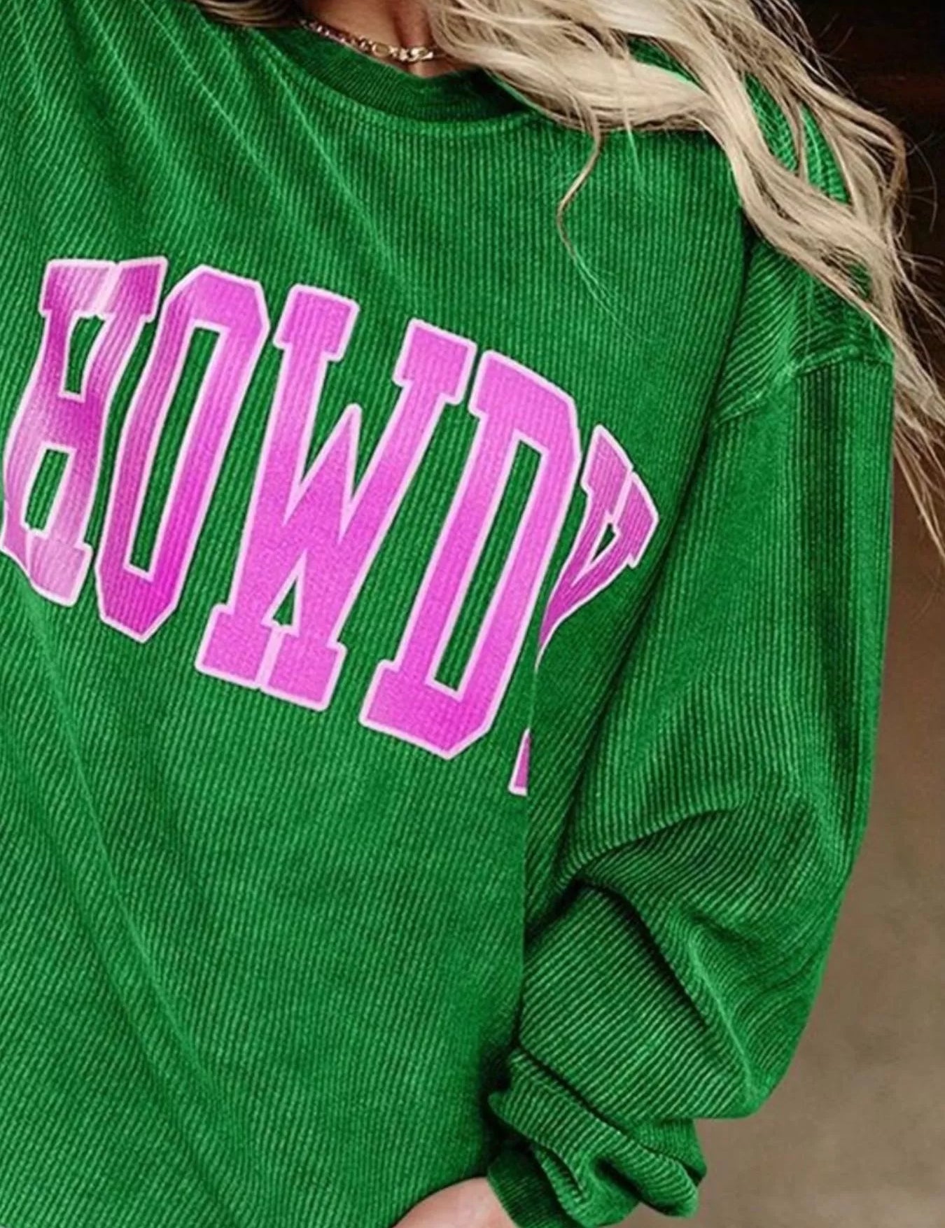 Full Size Howdy Round Neck Oversized Sweatshirt Plus Size | Sweatshirts Daverri Fashions