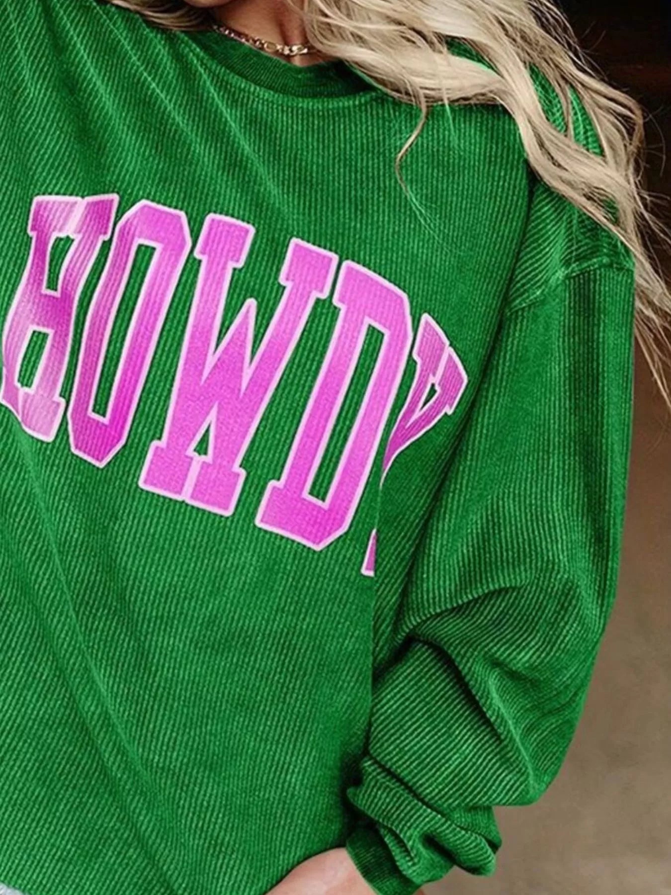 Full Size Howdy Round Neck Oversized Sweatshirt Plus Size | Sweatshirts Daverri Fashions