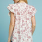 Umgee Full Size Two Tone Boxy Cut Floral Print Blouse Plus Size Blouses