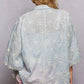 Light blue POL embroidered floral collared blouse with lace scalloped edges