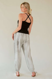 Davi & Dani Rhinestone Elastic Waist Joggers Sweatpants