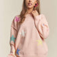 ADORA Blush Stars Pattern Round Neck Drop Shoulder Sweater Sweaters