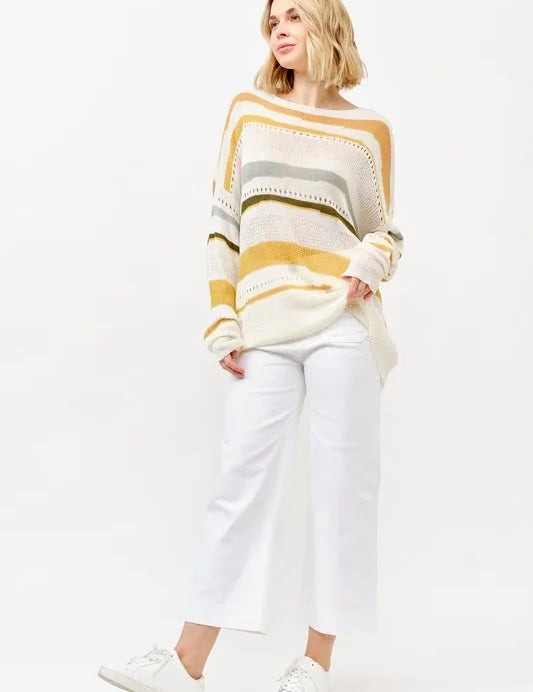 And The Why Abstract Striped Light Weight Loose Sweater | Sweaters Daverri Fashions