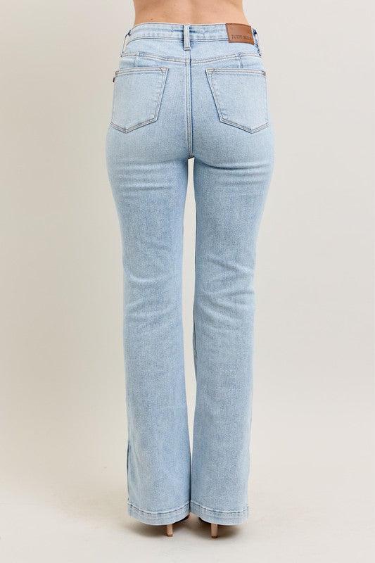 Judy Blue Tummy Control Vintage Wash Side Slit Slim Boot Jeans Jeans